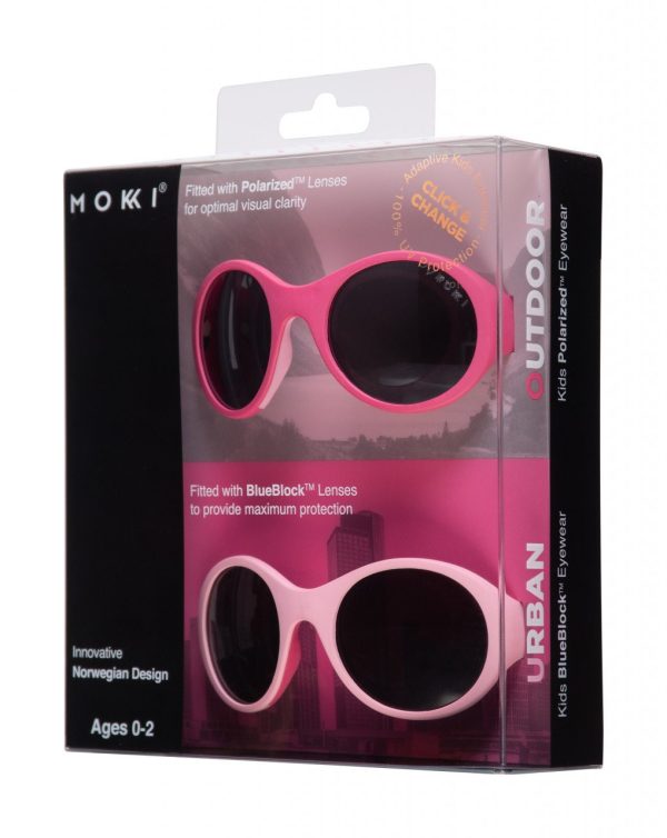 Ochelari de soare pentru copii MOKKI Click & Change, protectie UV, roz, 0-2 ani, set 2 perechi - imagine 3