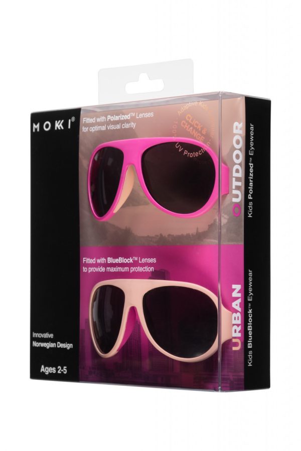 Ochelari de soare pentru copii MOKKI Click & Change, protectie UV, roz, 2-5 ani, set 2 perechi - imagine 2