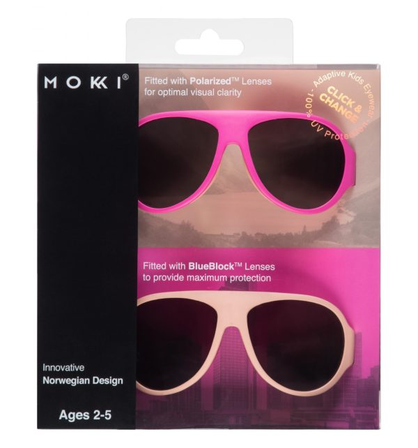 Ochelari de soare pentru copii MOKKI Click & Change, protectie UV, roz, 2-5 ani, set 2 perechi - imagine 3