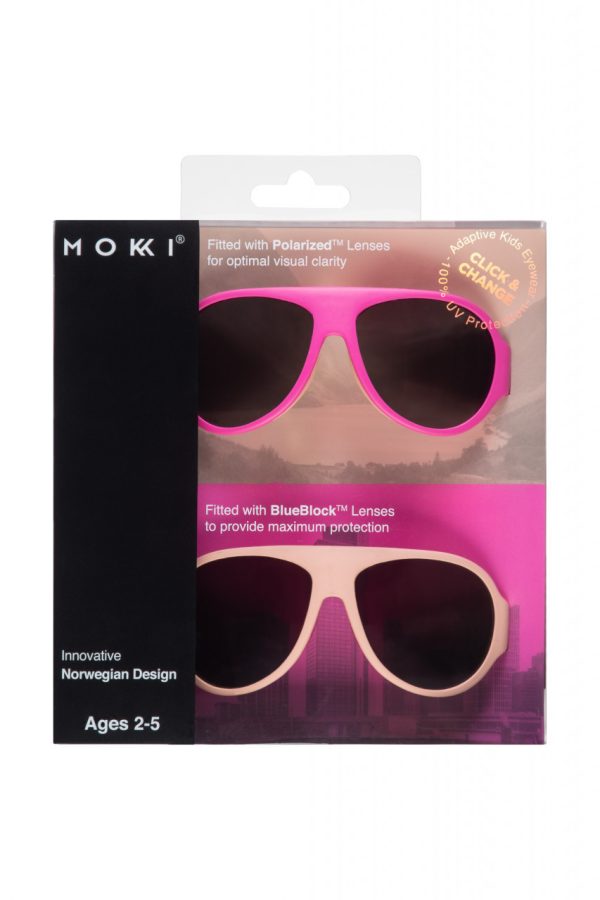 Ochelari de soare pentru copii MOKKI Click & Change, protectie UV, roz, 2-5 ani, set 2 perechi - imagine 4