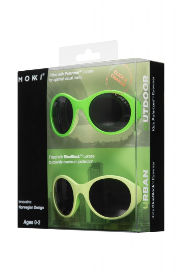 Ochelari de soare pentru copii MOKKI Click & Change, protectie UV, verde, 0-2 ani, set 2 perechi - imagine 2