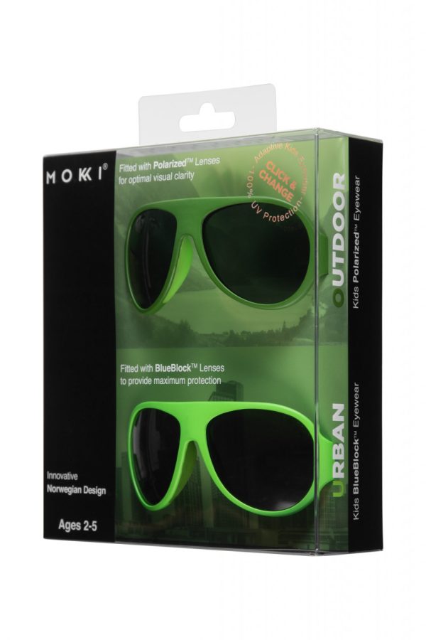 Ochelari de soare pentru copii MOKKI Click & Change, protectie UV, verde, 2-5 ani, set 2 perechi - imagine 2