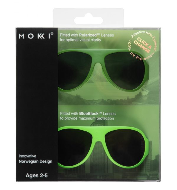 Ochelari de soare pentru copii MOKKI Click & Change, protectie UV, verde, 2-5 ani, set 2 perechi - imagine 3