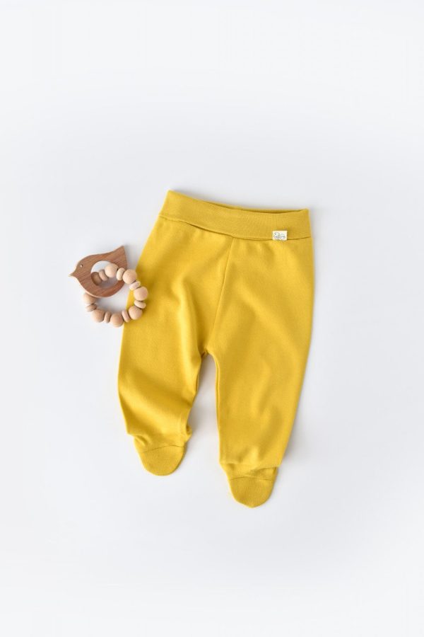 Pantaloni cu Botosei - Bumbac organic Galben pal BabyCosy (Marime: 3-6 Luni)