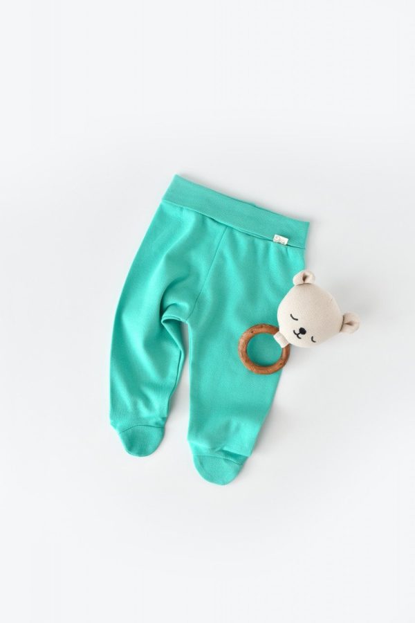 Pantaloni cu Botosei - Bumbac organic Turcoaz BabyCosy (Marime: 0-3 Luni)