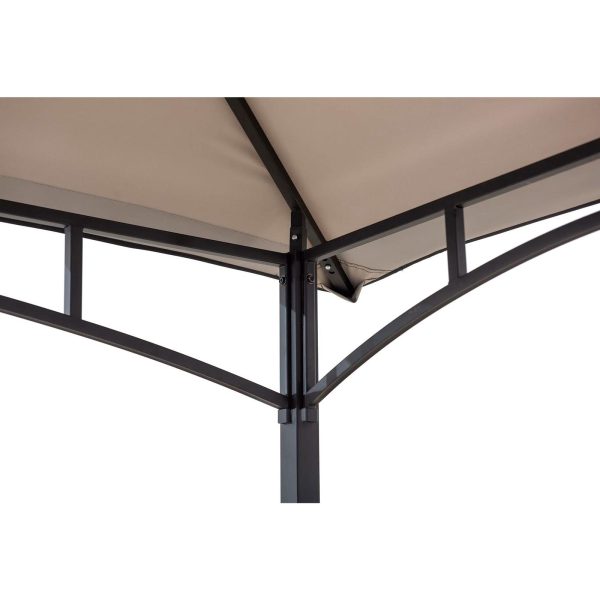 Pavilion gazebo din otel pentru gratar cu copertina Sunjoy Linas 244cm x 152cm maro/bej A103002203 - imagine 5