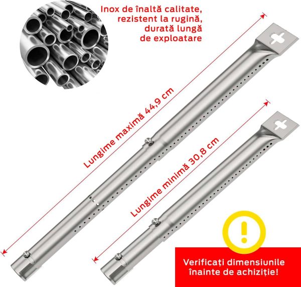 Piesa de schimb - arzator universal Coisien din inox, ajustabil intre 31-45 cm, pentru gratare pe gaz - imagine 3