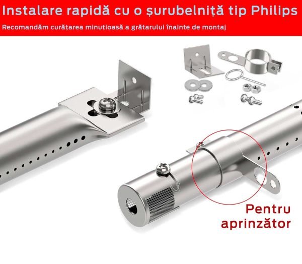 Piesa de schimb - arzator universal Coisien din inox, ajustabil intre 31-45 cm, pentru gratare pe gaz - imagine 5