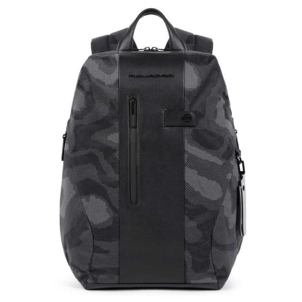 Piquadro, Brief 2, Nylon And Leather, Textile Backpack, Camor, Laptop And iPad Compartment, CA5478BR2, For Men, 30 x 41 x 13 cm - For Men