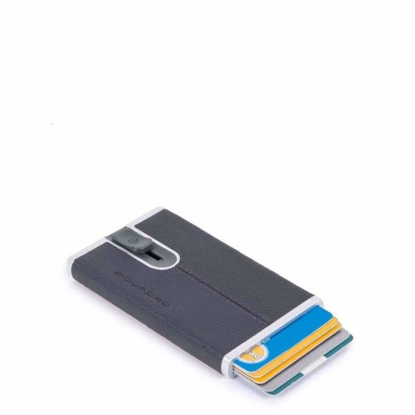 Piquadro, Piquadro, Leather Card Holder, Square Sliding System, PP4825B3R-BLU4, Blue, For Men - For Men