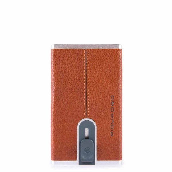 Piquadro, Piquadro, Leather Card Holder, Square Sliding System, Arancio, Unisex - Unisex