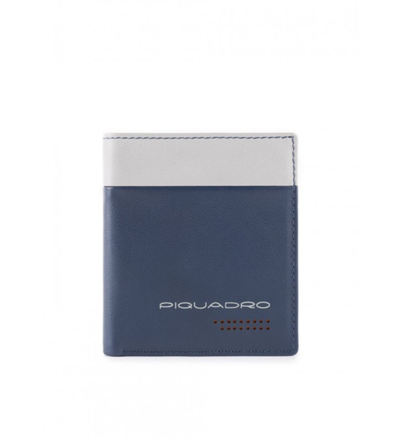 Piquadro, Urban, Leather Wallet, Credit Card Case, In Blue Grey, For Men - For Men