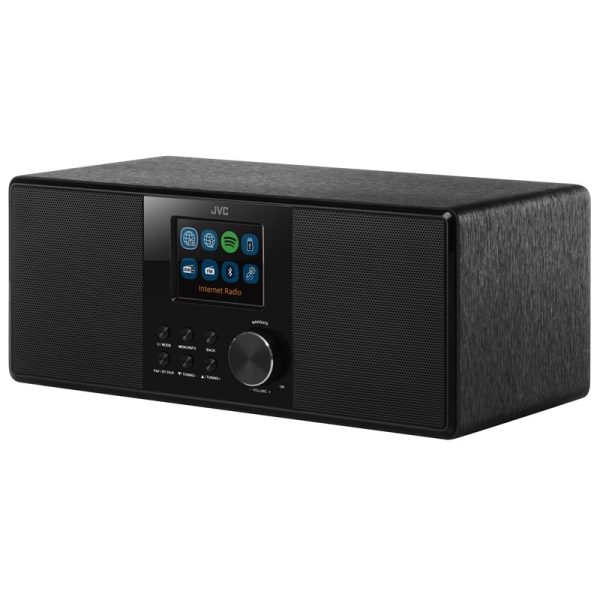 Radio internet JVC RA-E981B, 10W RMS, tuner DAB+/FM, Bluetooth, LCD 2.8”, WiFi, Spotifiy Connect, telecomanda, USB, AUX, negru