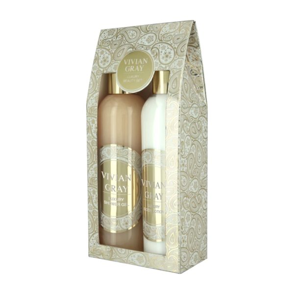 Romance Set Vivian Gray: Luxury, Vanilla & Patchouli, Softening, Shower Gel, For All Skin Types, 250 ml + Luxury, Vanilla & Patchouli, Moisturizing, Body Lotion, 250 ml - For Women