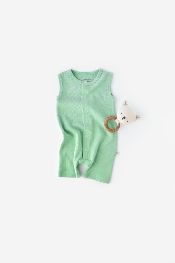 Salopeta fara maneci si pantaloni scurti - 100% bumbac organic - Mint, BabyCosy (Marime: 6-9 luni) - imagine 2