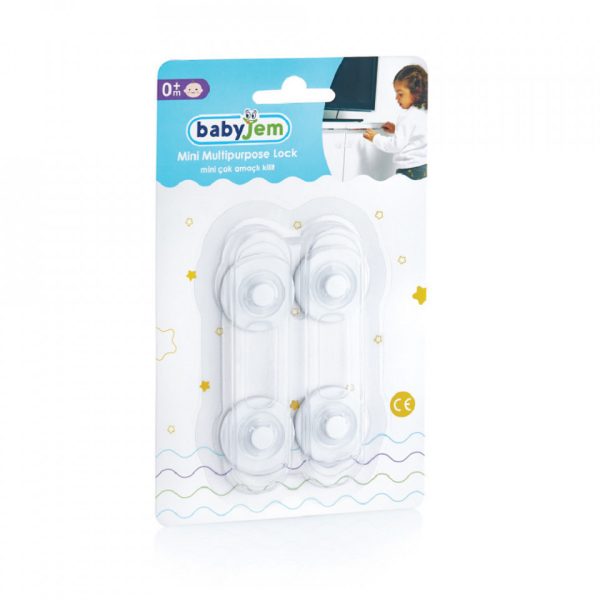 Set 2 mini sigurante universale pentru usi si dulapuri BabyJem, albe - imagine 2