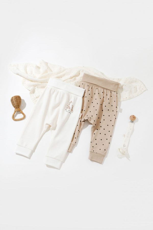 Set 2 pantaloni bebe unisex Girafa, BabyCosy, 100% bumbac organic (Marime: 6-9 luni) - imagine 2