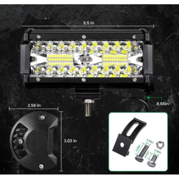 Set 2x Proiectoare LED auto OFF-ROAD 6.5 inch 120W, 12V-24V, 6000K, carcasa aluminiu, 12000Lm, BZRSH - imagine 2