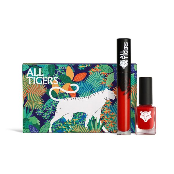 Set All Tigers: Natural & Vegan, Liquid Lipstick, 888, Call Me Queen, 8 ml + Natural & Vegan, Vegan, Nail Polish, 298, Hit It Big, 11 ml - Unisex