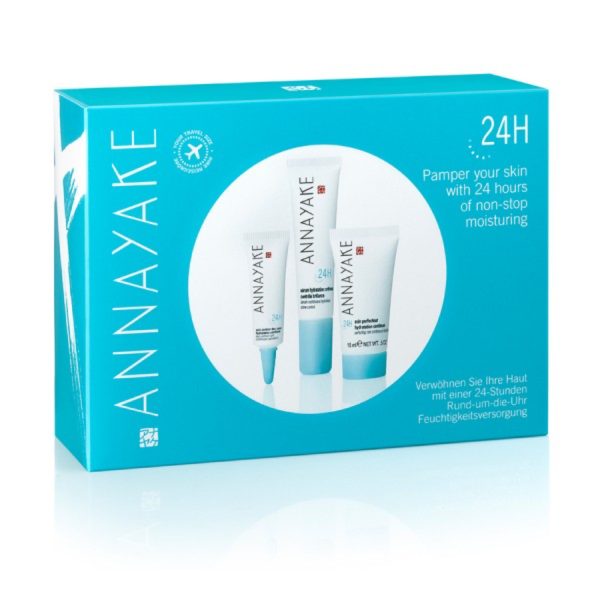 Travel Set Annayake: 24h, Hydrating, Eye Cream, 7 ml + 24h, Hydrating, Cream, For Face, 15 ml + 24h, Hydrating, Day, Serum, For Face, 15 ml - For Women