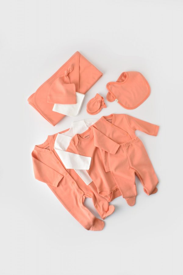 Set de 10 piese pentru nou nascut - 100% bumbac organic - Roz, BabyCosy - imagine 4