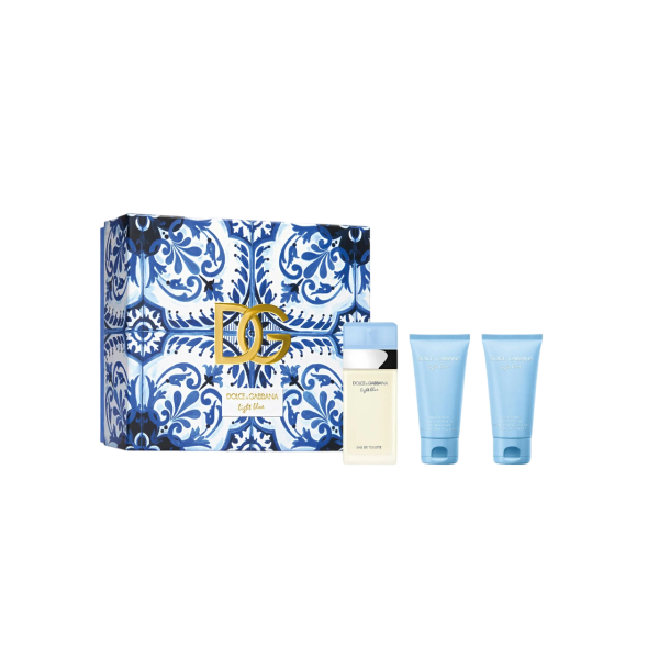 Set Dolce & Gabbana: Light Blue, Eau De Toilette, For Women, 50 ml + Light Blue, Energy, Shower Gel, For All Skin Types, 50 ml + Light Blue, Shower Gel, 50 ml - For Men