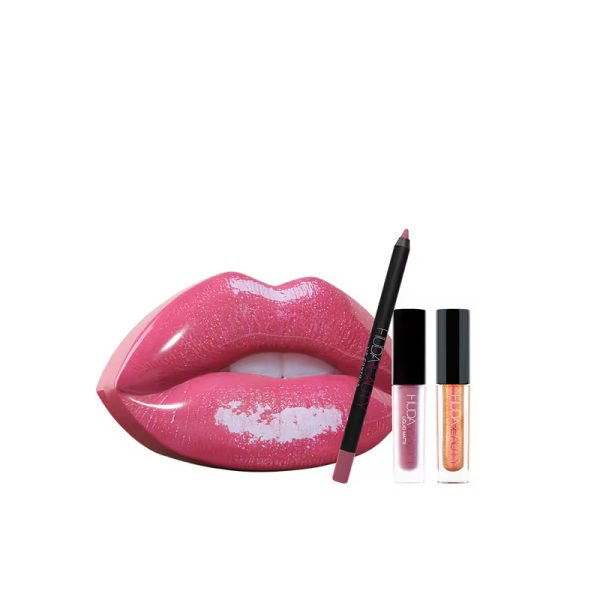 Heartbreaker Set Huda Beauty: Huda Beauty, Matte, Liquid Lipstick, 1.9 ml *Miniature + Huda Beauty, Lip Liner, 1.2 g + Lip Strobe, Liquid Lipstick, 2 ml *Miniature - For Women