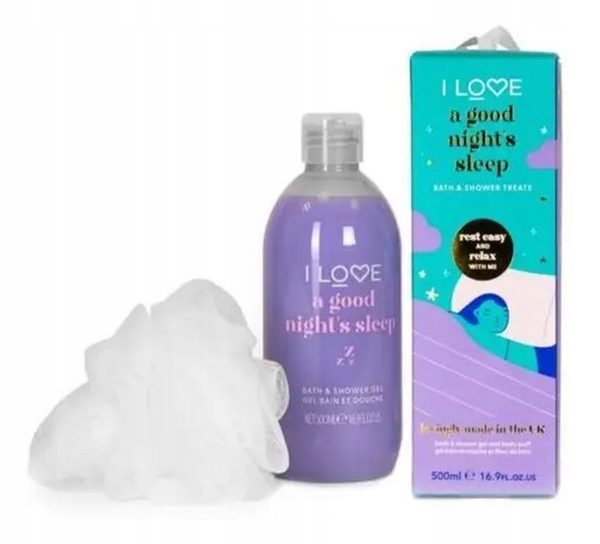 Set I Love: A Good Night's Sleep, Hydrating, Shower Gel, For All Skin Types, 500 ml + I Love, Body Sponge - For Women