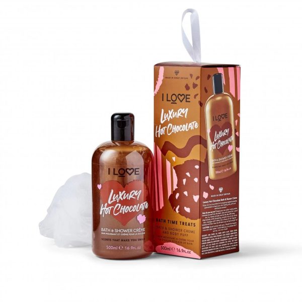 Set I Love: I Love, Body Sponge + Luxury Hot Chocolate, Hydrating, Shower Gel, For All Skin Types, 500 ml - For Women