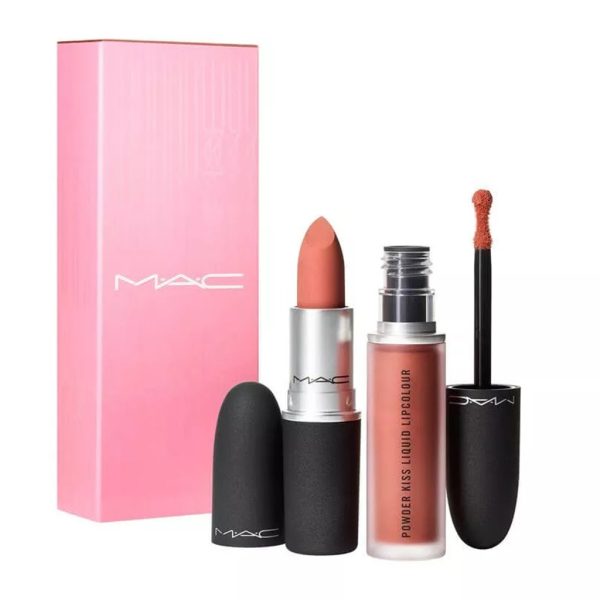 Powder Kiss Set MAC: Powder Kiss, Matte, Cream Lipstick, Mull it Over, 3 g + Powder Kiss, Lip Gloss, Mull it Over, 5 ml - For Women