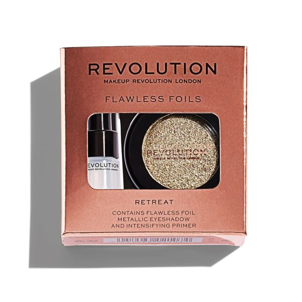 Set Makeup Revolution: Flawless Foils, Vegan, Eyeshadow Primer, 2 ml + Flawless Foils, Vegan, Eyeshadow Palette, Retreat, 2 g - For Women