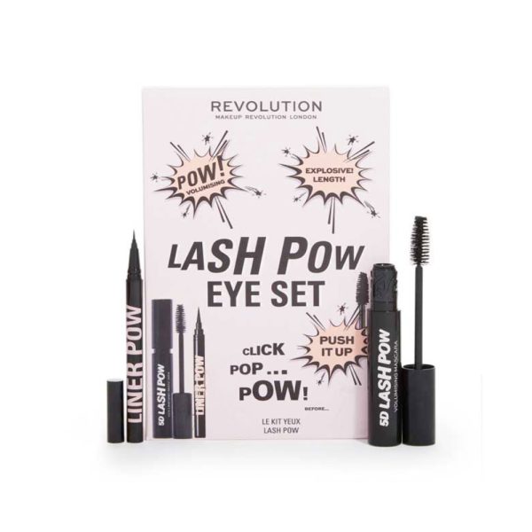 Set Makeup Revolution: Pow, Gel Pencil Eyeliner, Black, 3 ml + Pow, Volum, Mascara, Black, 14 ml - For Women