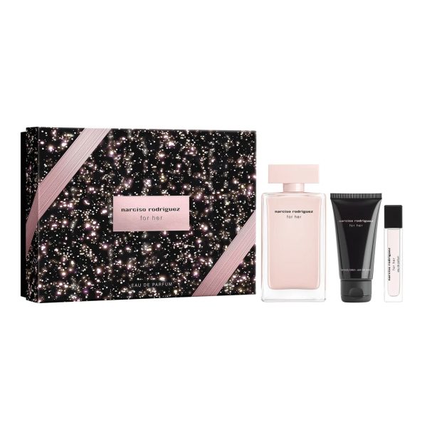 Set Narciso Rodriguez: For Her, Eau De Parfum, For Women, 100 ml + For Her, Hydrating, Body Lotion, 50 ml + For Her, Eau De Parfum, For Women, 10 ml - For Women