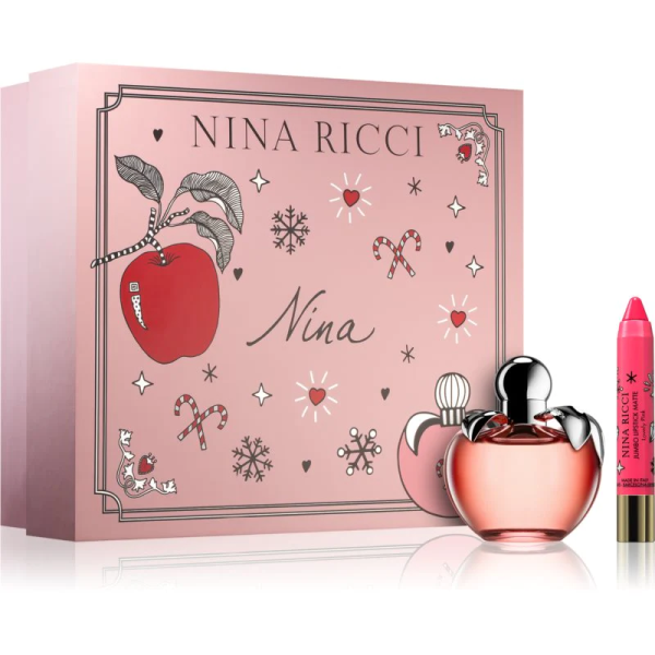 Set Nina Ricci: Les Belles, Eau De Toilette, For Women, 80 ml + Jumbo, Matte, Cream Lipstick, Fancy Pink, 2.5 g - For Women