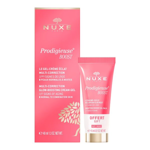 Set Nuxe: Creme Prodigieuse Boost, Recovery, Night, Balm, For Face, 15 ml + Prodigieuse Boost, Multi-Correction, Gel Cream, For Face, 40 ml - For Women