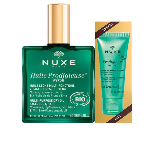 Set Nuxe: Huile Prodigieuse Multi-Purpose Neroli, Body Oil, For Face, Body & Hair, 100 ml + Prodigieux Neroli, Shower Gel, All Over The Body, For All Skin Types, 30 ml - For Women