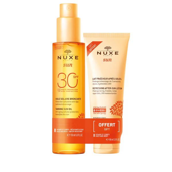 Set Nuxe: Sun, Sun Protection, Tanning Oil, SPF 30, 150 ml + Sun, Sun Protection, After-Sun Lotion, 100 ml - For Women