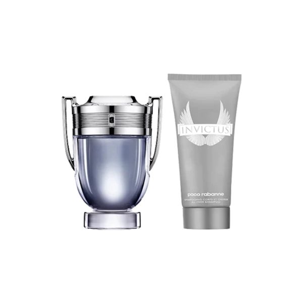 Set Paco Rabanne: Invictus, Eau De Toilette, For Men, 100 ml + Invictus All Over, Shower Gel & Shampoo 2-In-1, 100 ml - For Men