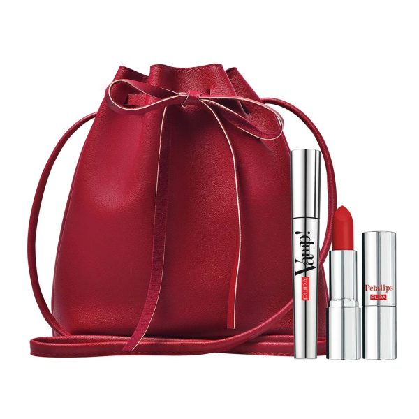 Set Pupa: Vamp! Definition, Paraben-Free, Waterproof, Lash Defining, Mascara, 001, Extra Black, 9 ml *Tester + Petalips, Paraben-Free, Matte, Cream Lipstick, 015, Dahlia Petal, 3.5 g - For Women