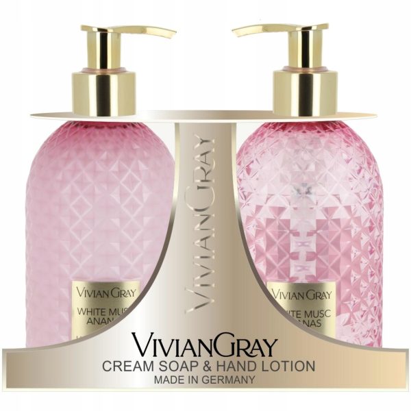 Gemstone Pink Set Vivian Gray: White Musk & Pineapple, Hydrating, Hand Lotion, 300 ml + White Musk & Pineapple, Cleansing, Liquid Soap, 300 ml - For Women