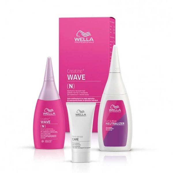 Wave (N) Set Wella Professionals: Perm Service Care, Hair Lotion Treatment, Post-treatment, 30 ml + Curl & Wave, Hair Perm Neutralizer, Perm Hair, For Normal To Resistant Hair, 100 ml + Creatine+ Wave (N), Hair Perm Lotion, Waves, For Normal To Resistant Hair, 75 ml - For Women