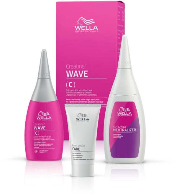 Wave (C) Set Wella Professionals: Perm Service Care, Hair Lotion Treatment, Post-treatment, 30 ml + Curl & Wave, Hair Perm Neutralizer, Perm Hair, For Normal To Resistant Hair, 100 ml + Creatine+ Wave (C), Hair Perm Lotion, Waves, For Normal To Resistant Hair, 75 ml - For Women