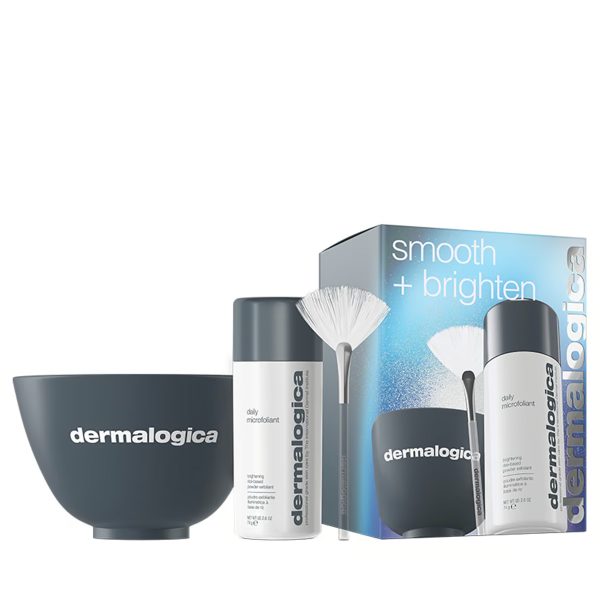 Smooth + Brighten Set Dermalogica: Daily Microfoliant, Exfoliating, Exfoliating Powder, 74 g + Masque Fan, Multi Face Brush + Dermalogica, Plastic Colour Mixing Bowl, Grey - Unisex