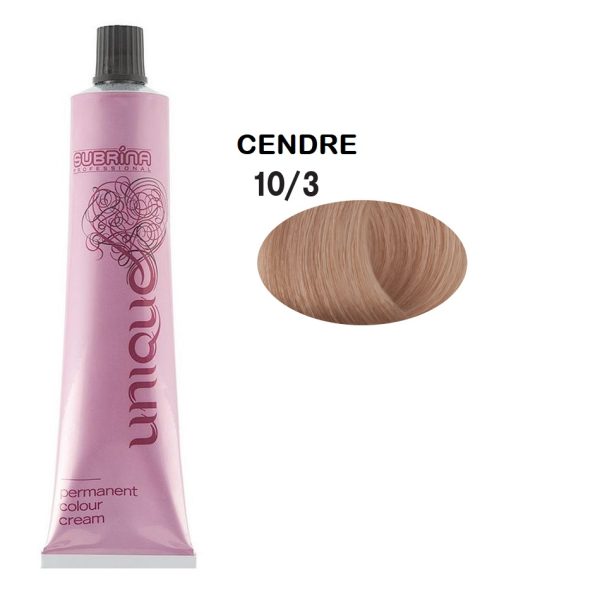 Subrina Professional, Unique, Permanent Hair Dye, 10/3 Light Blonde Cendre, 100 ml - For Women