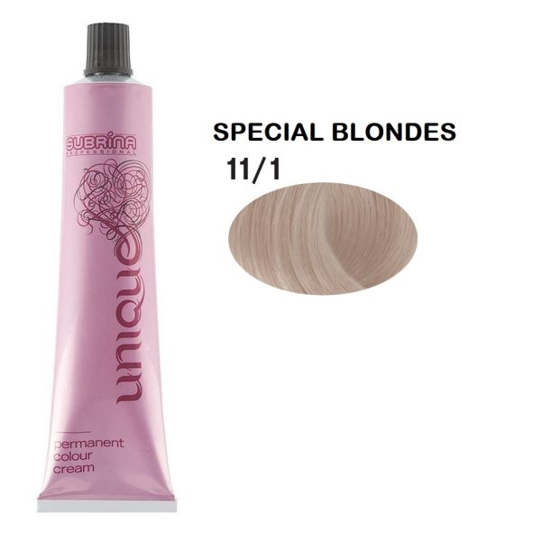 Subrina Professional, Unique, Permanent Hair Dye, 11/1 Special Ash Blond, 100 ml - For Women