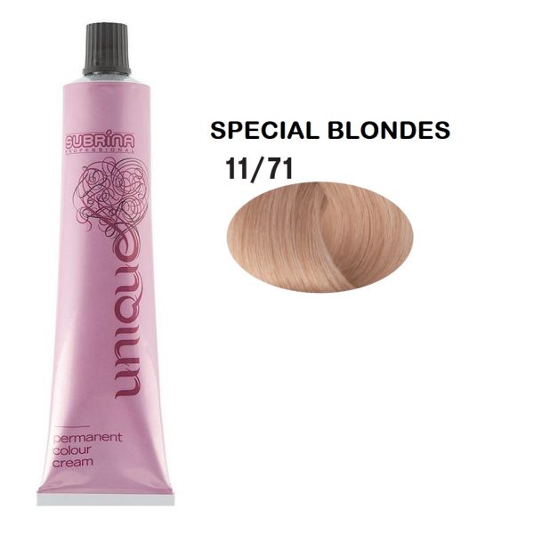 Subrina Professional, Unique, Permanent Hair Dye, 11/71 Special Chestnut Ash Blond, 100 ml - For Women