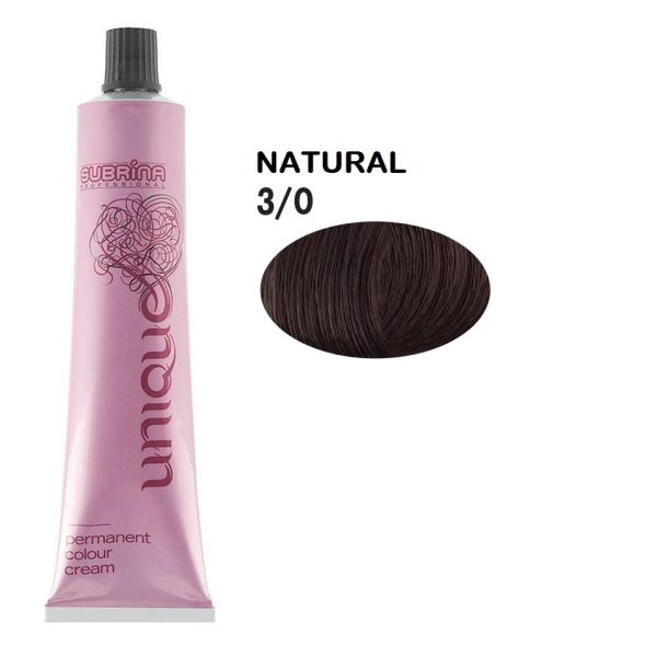 Subrina Professional, Unique, Permanent Hair Dye, 3/0 , 100 ml - For Women