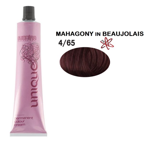 Subrina Professional, Unique, Permanent Hair Dye, 4/65 Medium Chestnut Mahogany, 100 ml - For Women