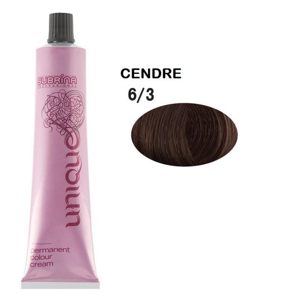 Subrina Professional, Unique, Permanent Hair Dye, 6/3 Dark Blonde Cendre, 100 ml - For Women