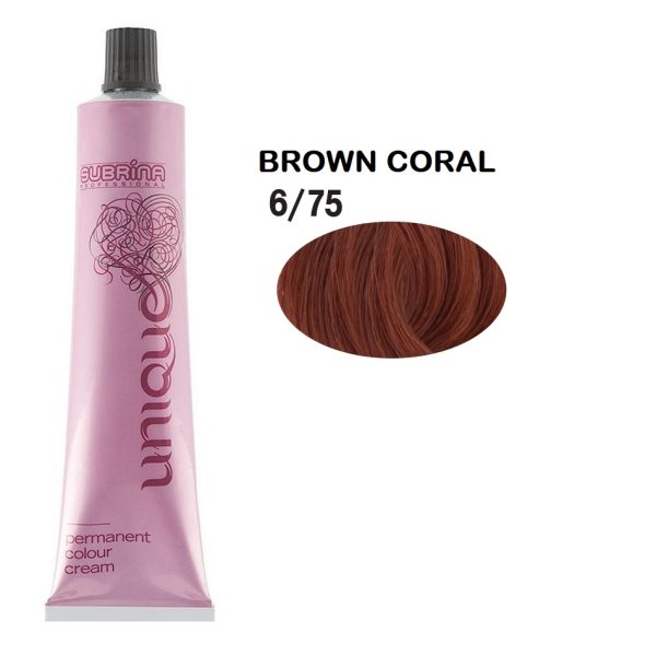 Subrina Professional, Unique, Permanent Hair Dye, 6/75 Dark Blonde Red Chestnut, 100 ml - For Women